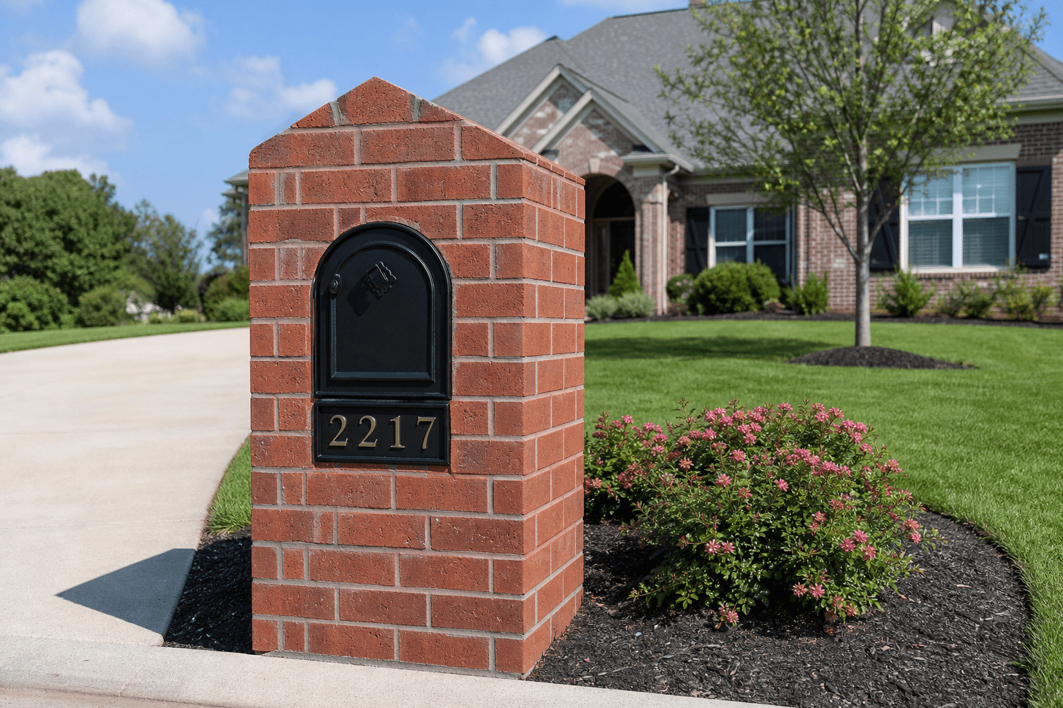 Brick mailbox column in the Nashville area