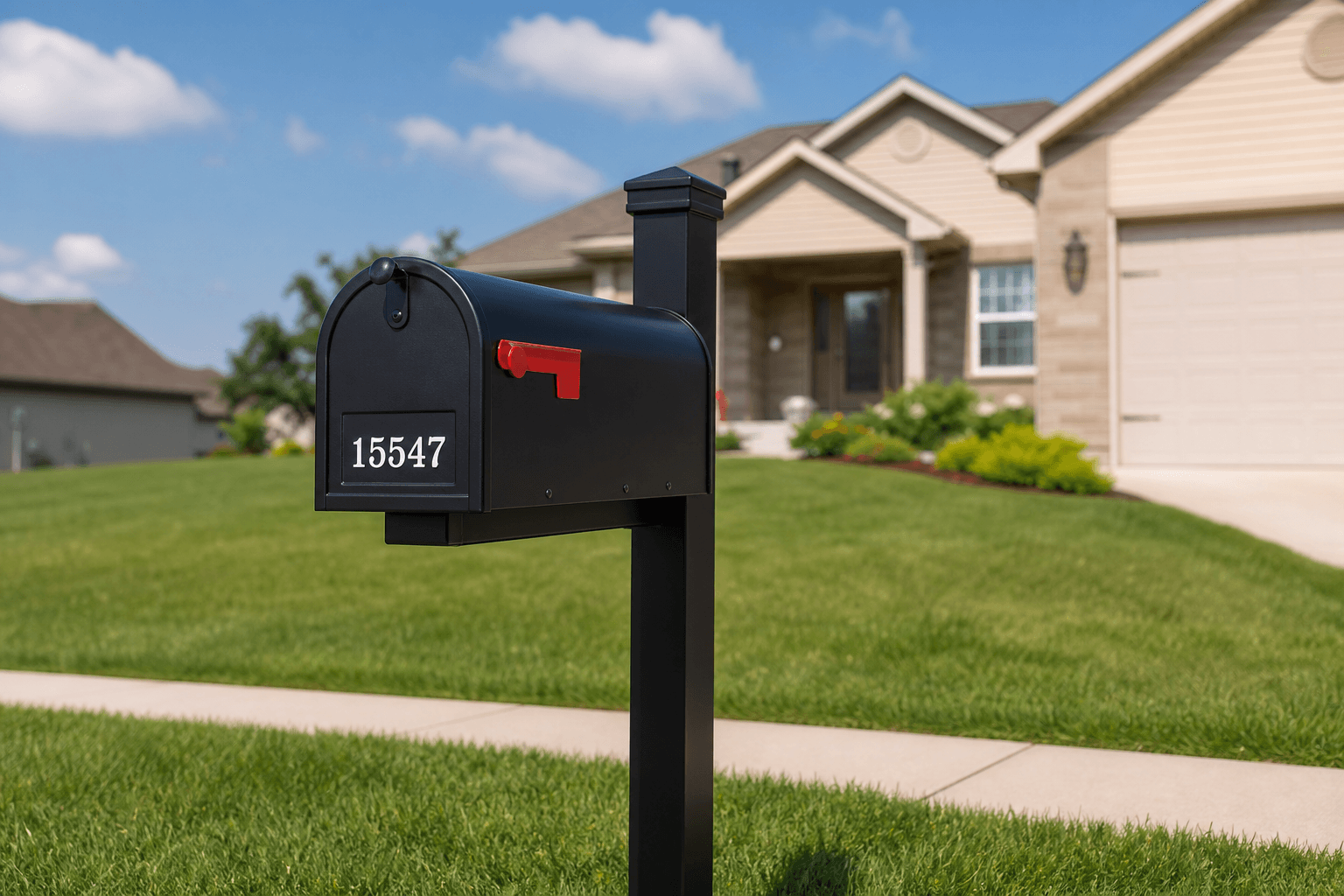 Replacement black mailbox installed on a curbside post in Nashville